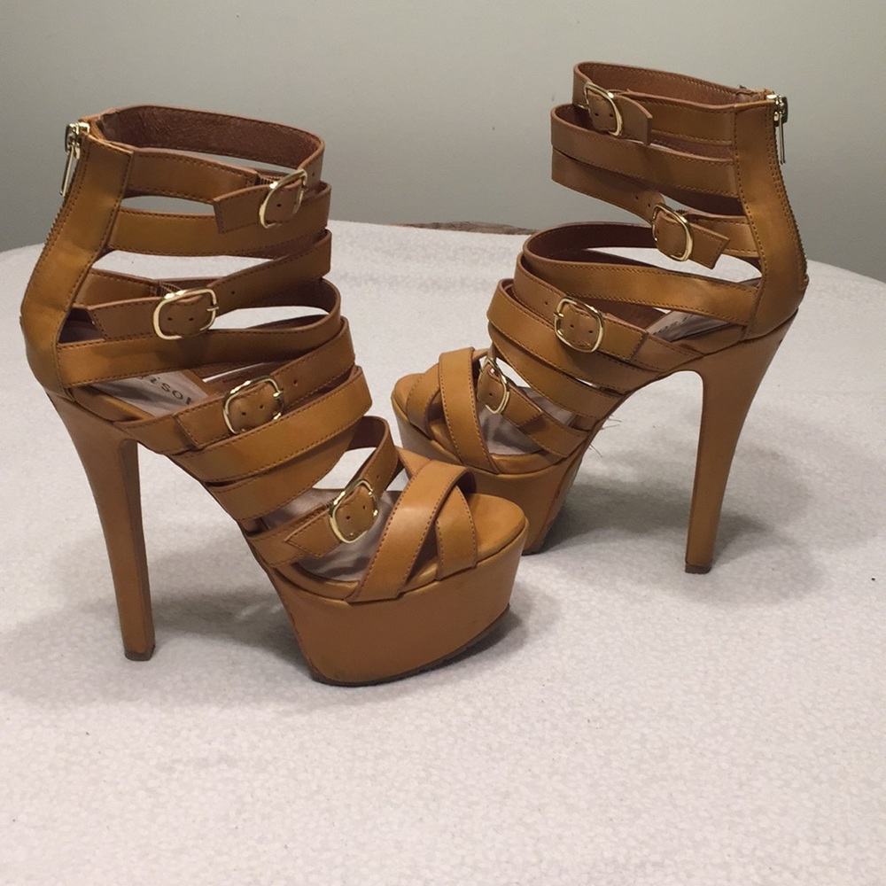 COPY - Zigi Soho seaweed platform tan strapped hi…